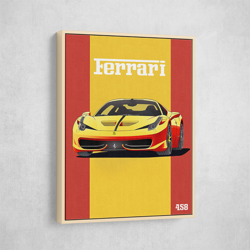 Ferrari 458 Yellow Poster Style Wall Art